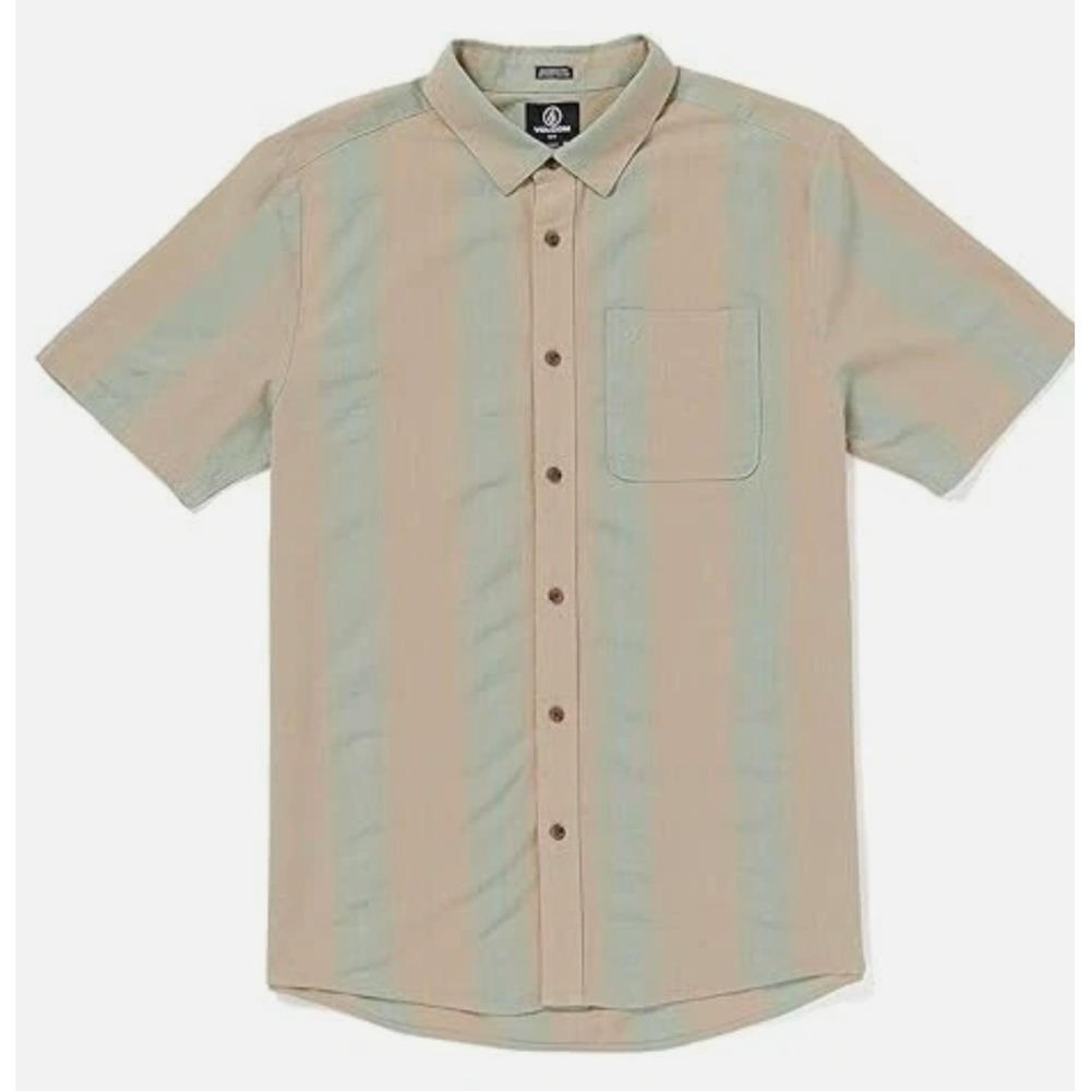 New Volcon FLAXSTONE Classic Fit Mens‎ XL Short Sleeve Button Down Striped Shirt